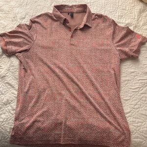 adidas Red and White Patterned Polo Shirt